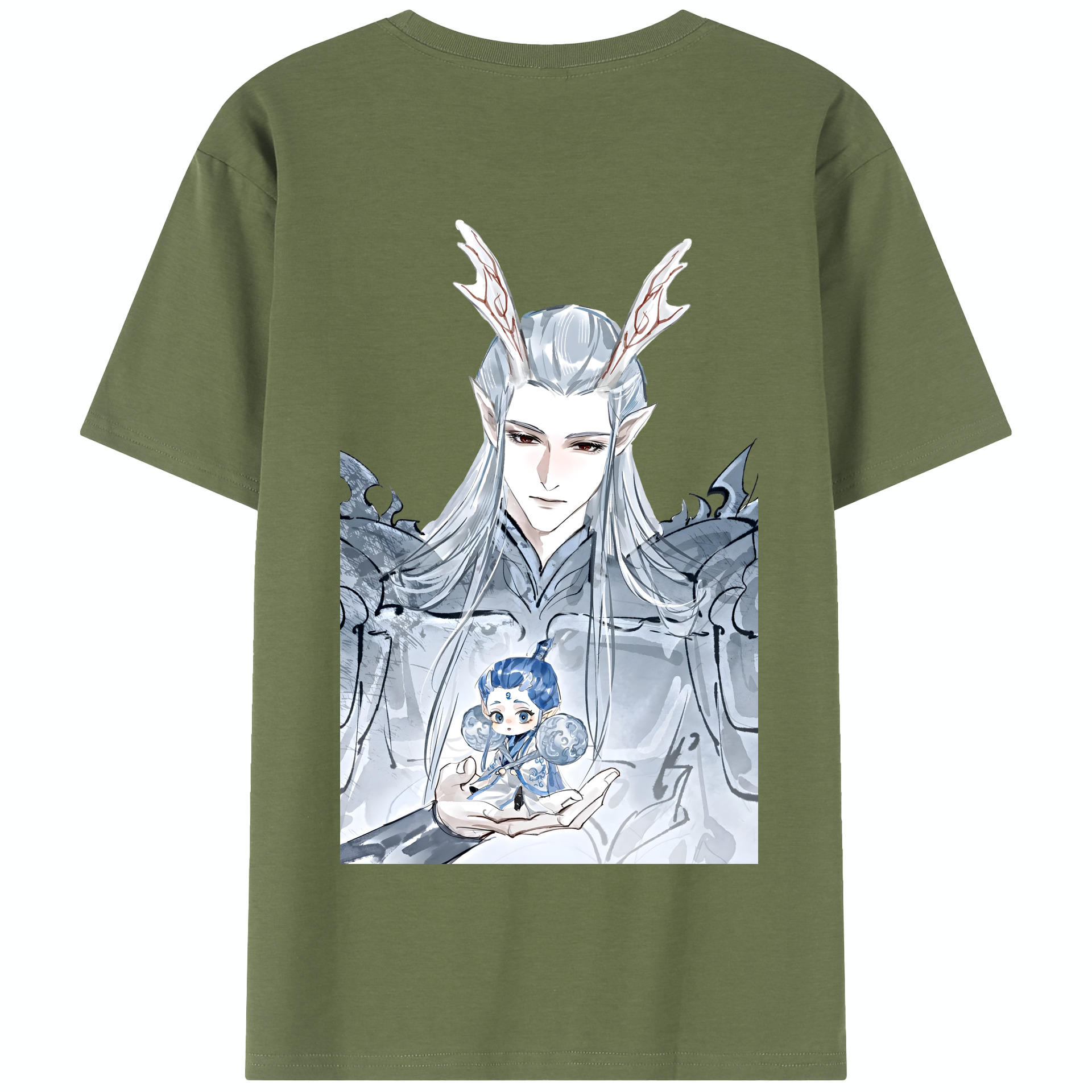 （画像用） Ne Zha 2 ナタ 魔童の大暴れ 綿100％半袖Tシャツ（背面プリント）